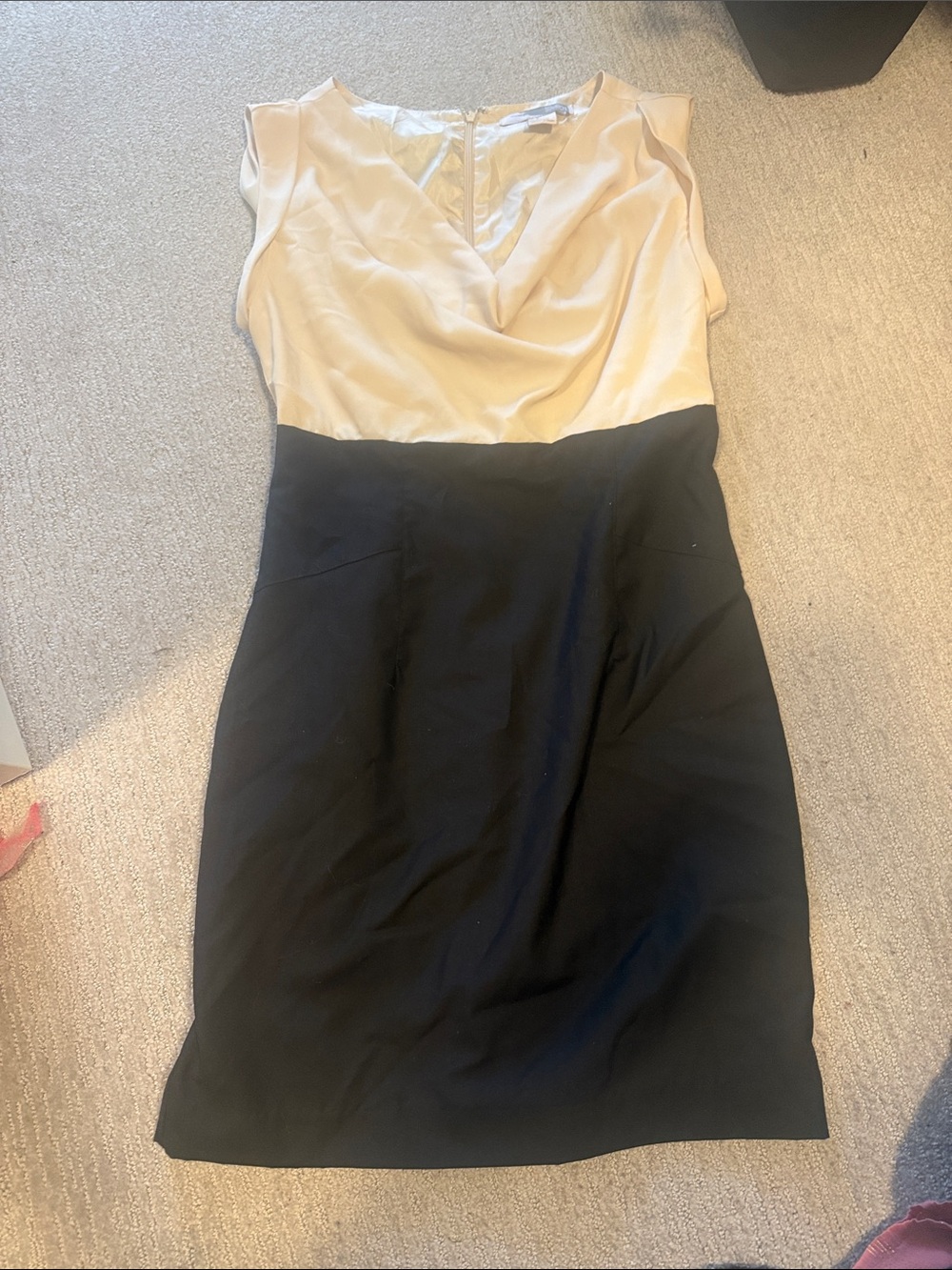 Forever 21 Two-Tone Black and Cream Midi Dress